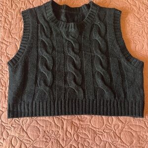 SHEIN Black Cable Knit Sweater Vest